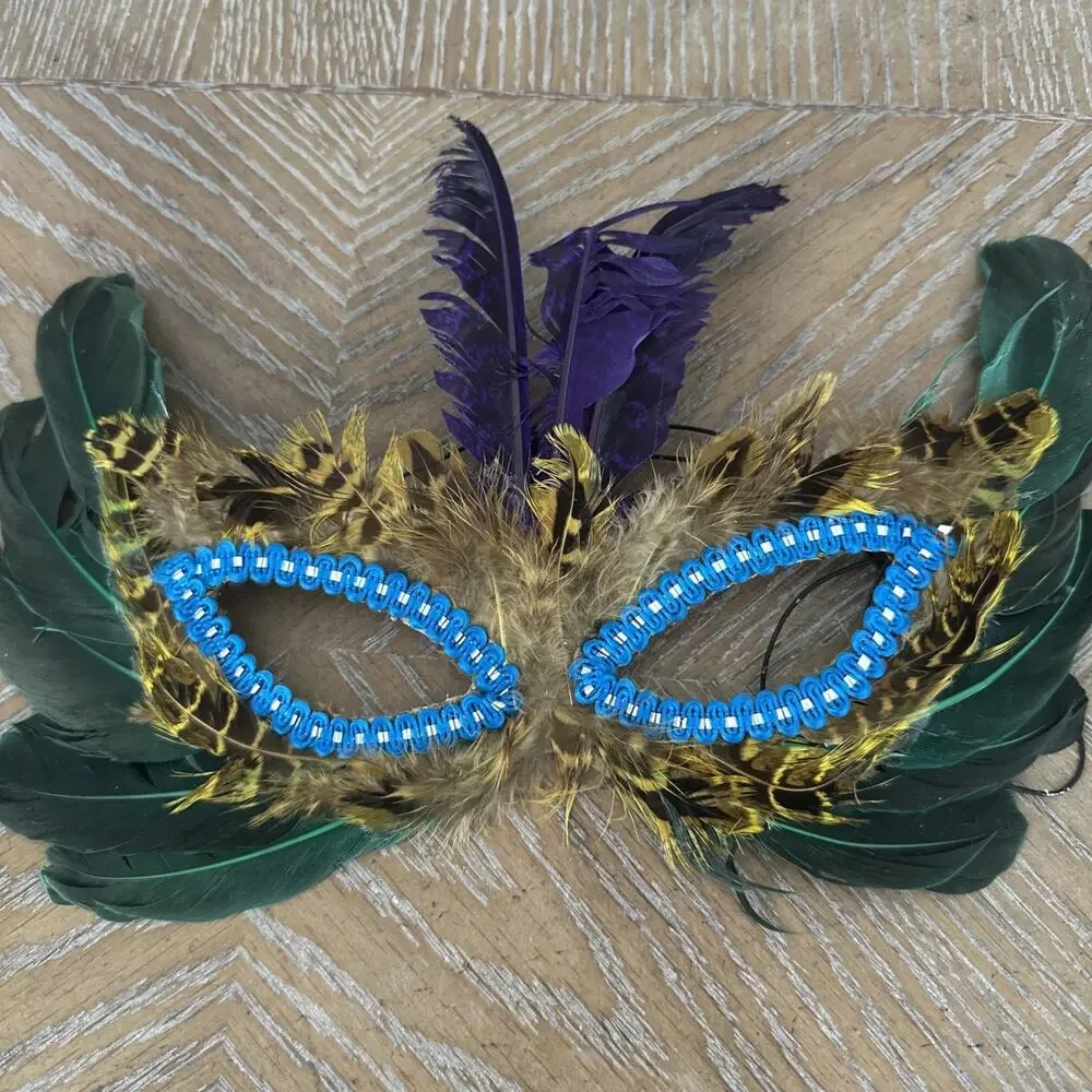 Lot of 3‎ Feather Masks Mardi Gras Carnival Masquerade Ball Costume Accessory